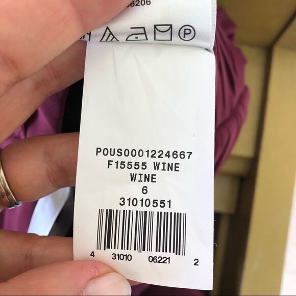 New David's Bridal Chiffon Dress Red Wine Style F15555 Bridesmaids Dress Maxi - Picture 9 of 13